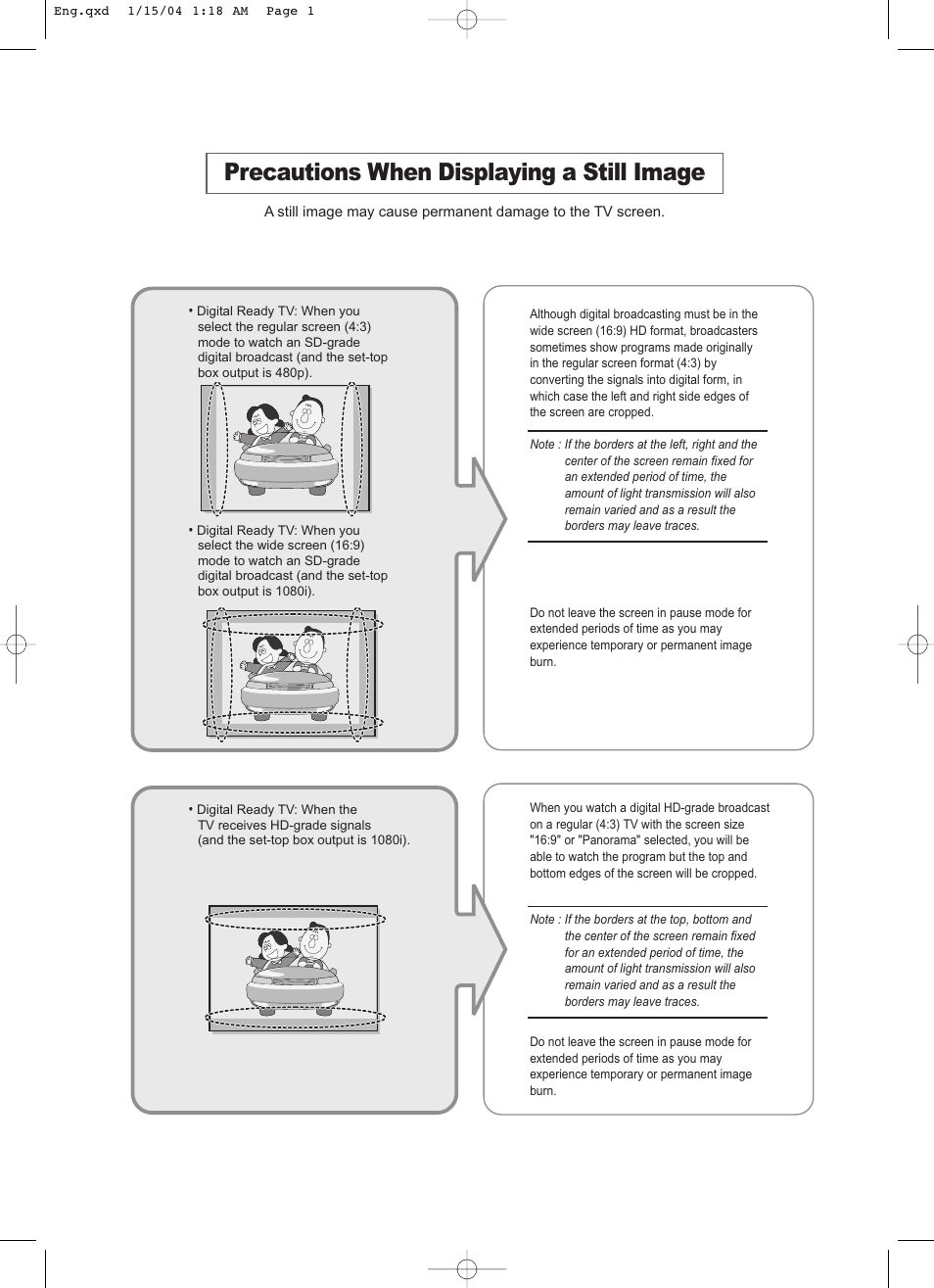 Precautions when displaying a still image | Samsung LNR1742X-XAA User Manual | Page 2 / 66