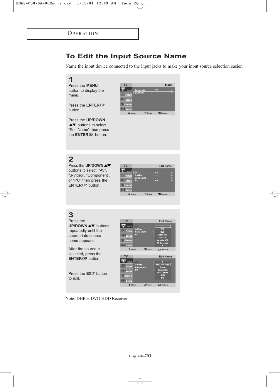 To edit the input source name | Samsung LNR1742X-XAA User Manual | Page 25 / 66