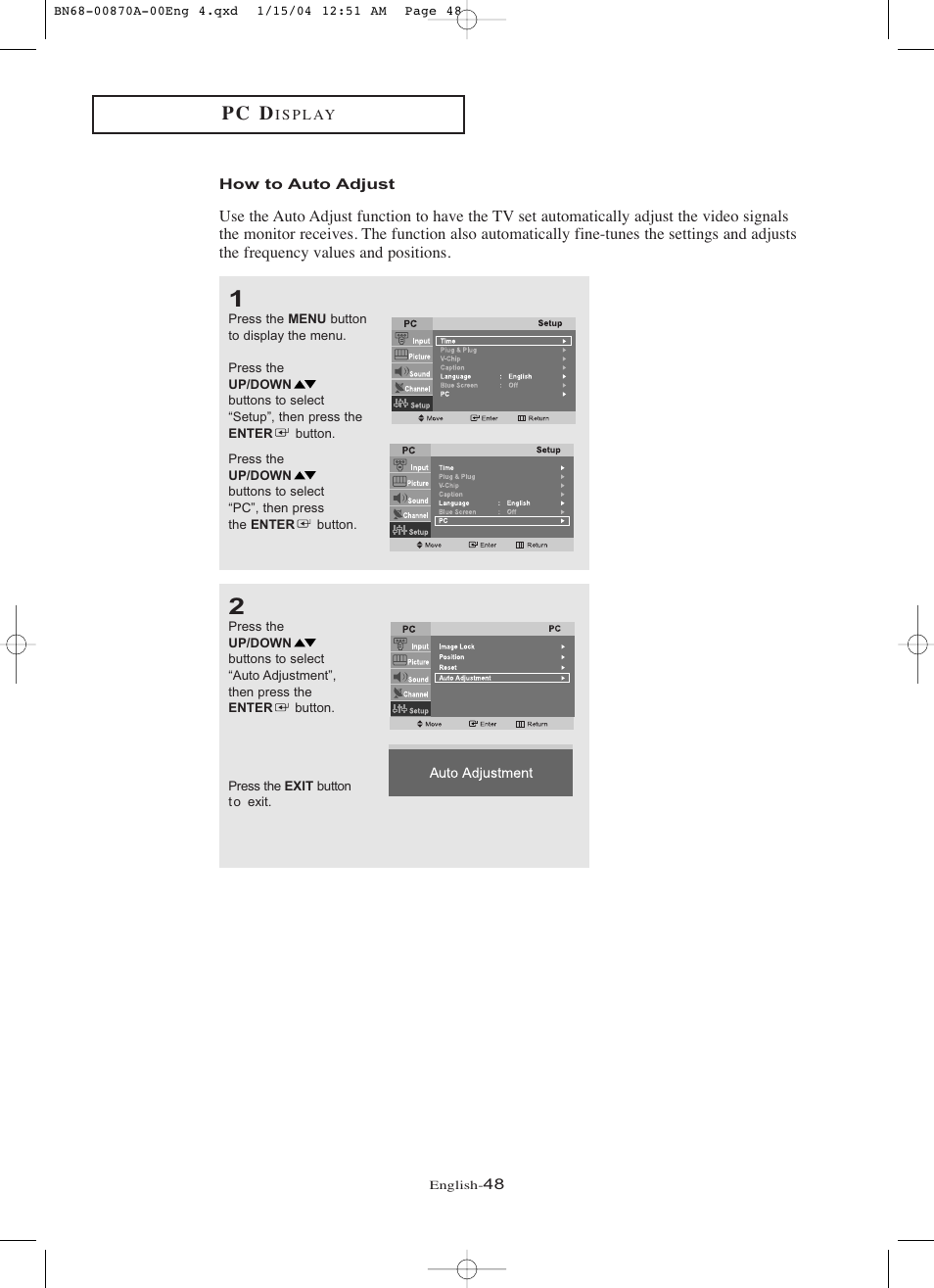 How to auto adjust, P c d | Samsung LNR1742X-XAA User Manual | Page 53 / 66
