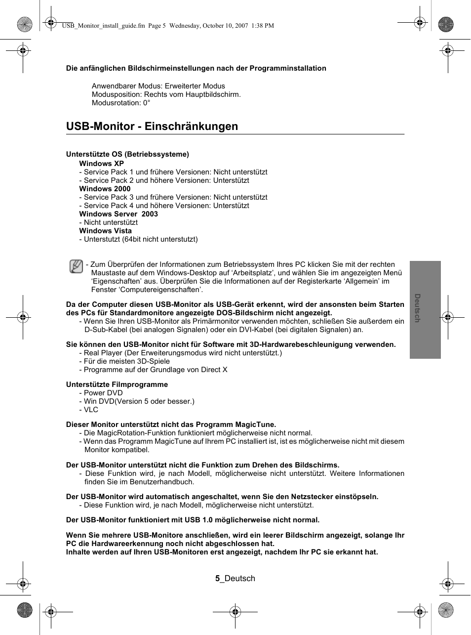 Usb-monitor - einschränkungen, Monitor usb - limitazioni, Usb-монито² - ог²аничениш | Monitor usb- restricciones, Usb-monitor - begränsningar | Samsung LS19UBPEBQ-XAA User Manual | Page 25 / 93