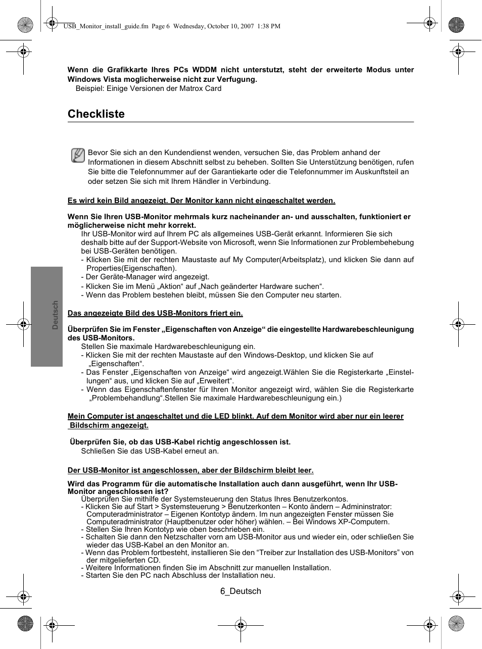 Checkliste | Samsung LS19UBPEBQ-XAA User Manual | Page 26 / 93