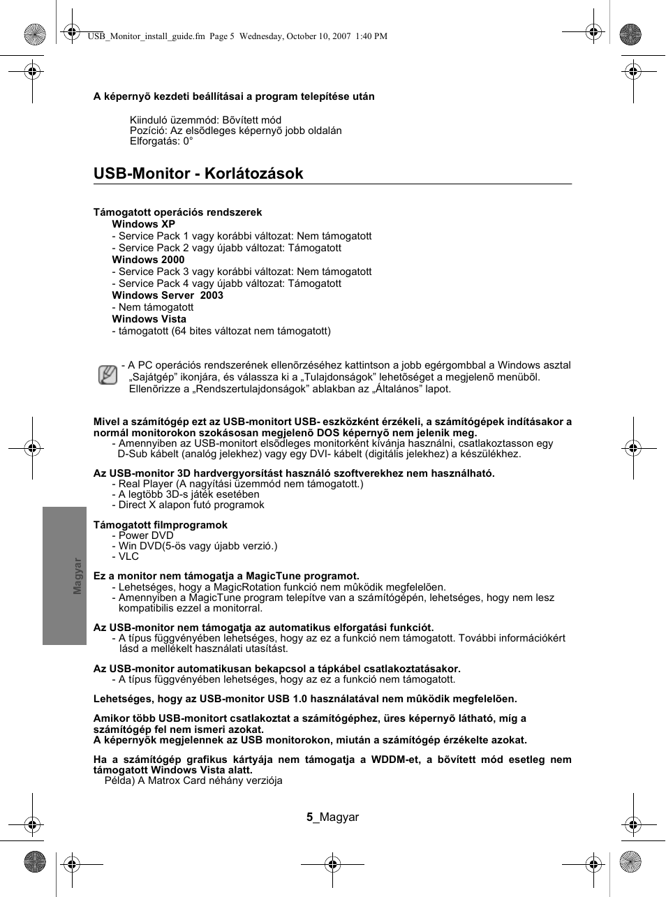 Usb-monitor - korlátozások | Samsung LS19UBPEBQ-XAA User Manual | Page 34 / 93