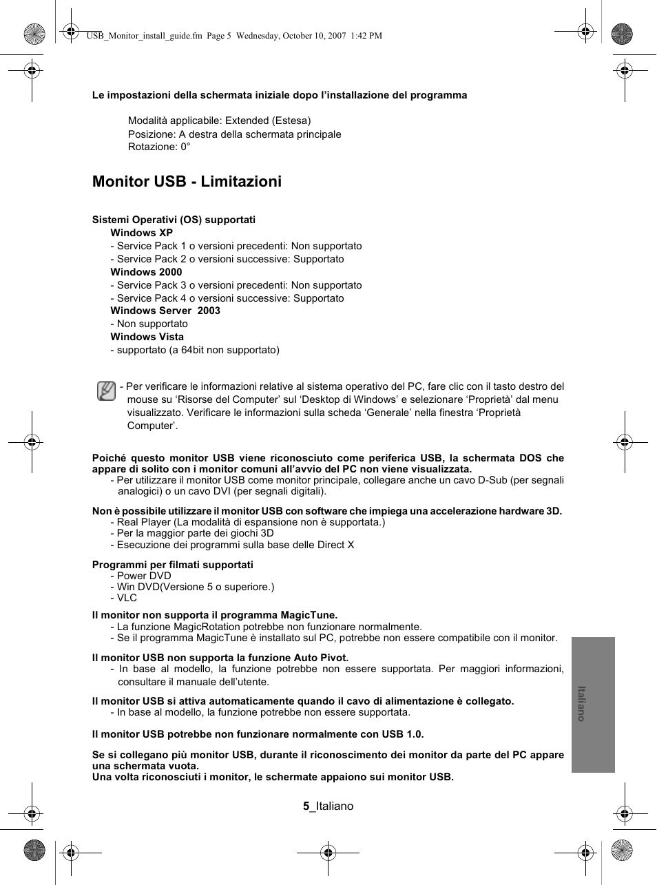 Monitor usb - limitazioni | Samsung LS19UBPEBQ-XAA User Manual | Page 43 / 93
