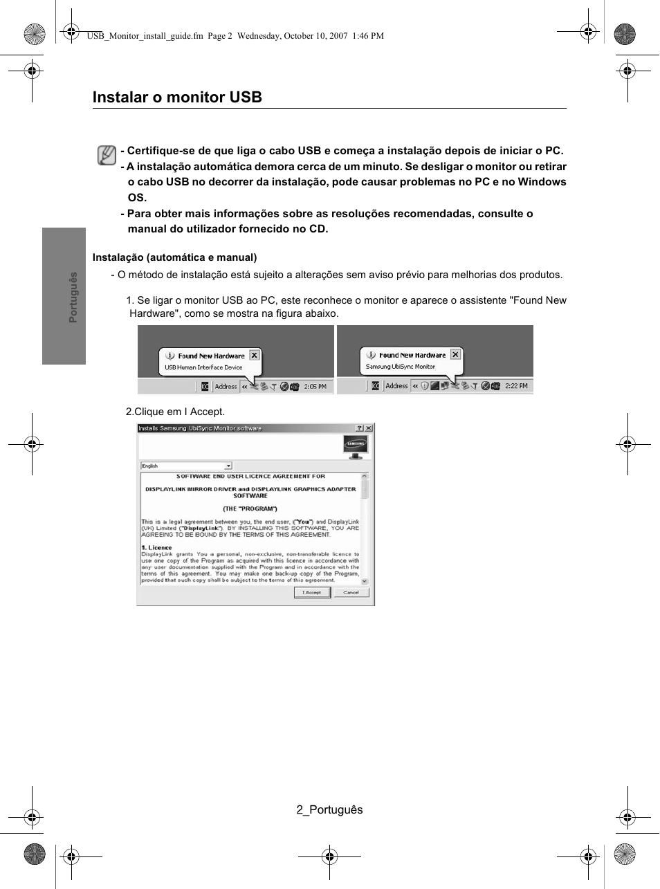 Instalar o monitor usb | Samsung LS19UBPEBQ-XAA User Manual | Page 58 / 93