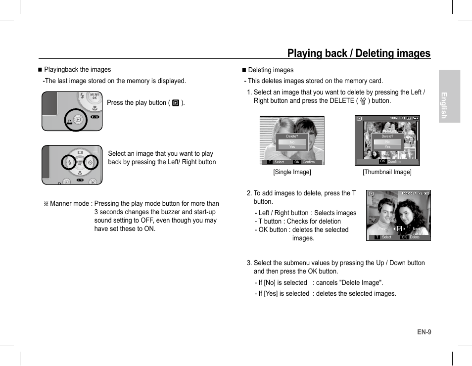 Playing back / deleting images, English | Samsung EC-SL201SBA-US User Manual | Page 10 / 34