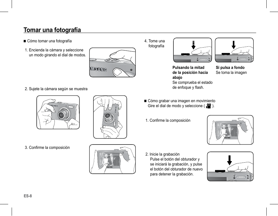 Tomar una fotografía | Samsung EC-SL201SBA-US User Manual | Page 25 / 34