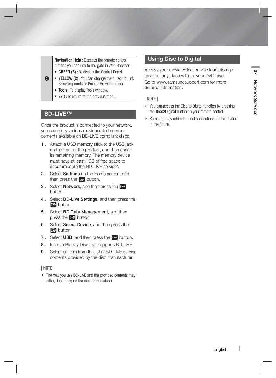 Bd-live, Using disc to digital | Samsung HT-E5500W-ZA User Manual | Page 51 / 64