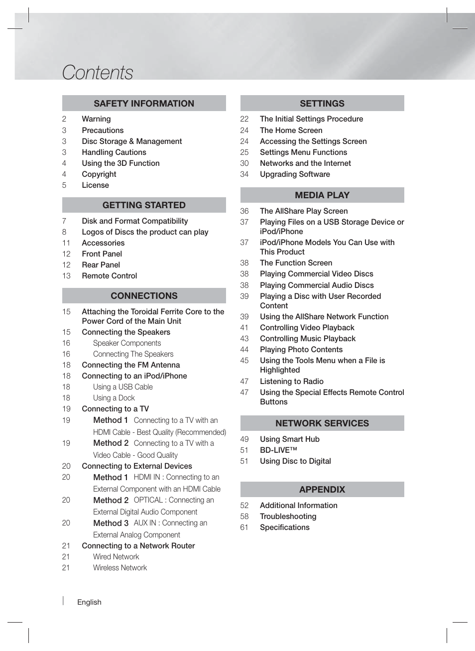 Samsung HT-E5500W-ZA User Manual | Page 6 / 64
