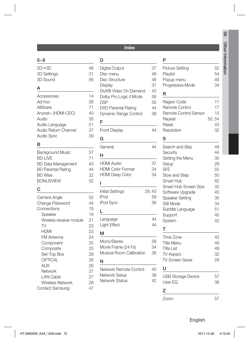 Samsung HT-D6500W-ZA User Manual | Page 75 / 87