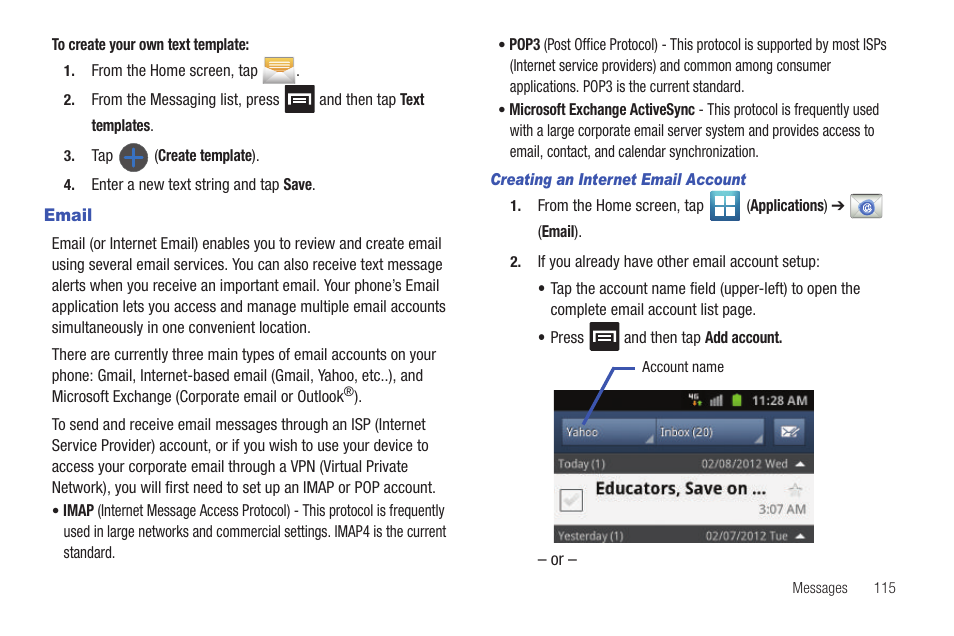 Email | Samsung SGH-T769NKBTMB User Manual | Page 119 / 310