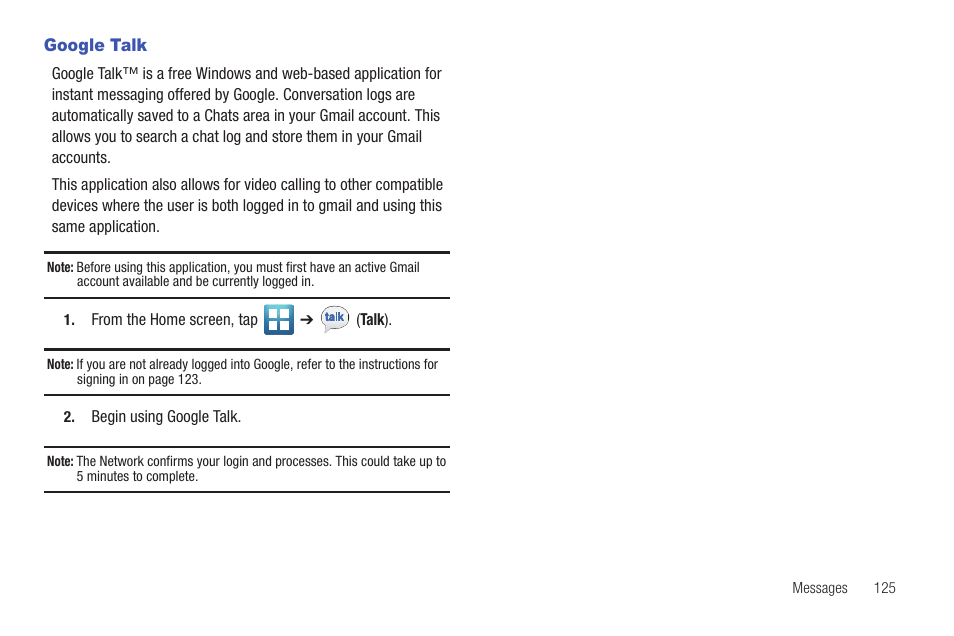 Google talk | Samsung SGH-T769NKBTMB User Manual | Page 129 / 310