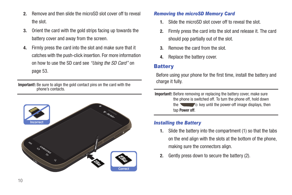 Battery | Samsung SGH-T769NKBTMB User Manual | Page 14 / 310