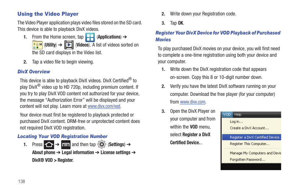 Using the video player | Samsung SGH-T769NKBTMB User Manual | Page 142 / 310