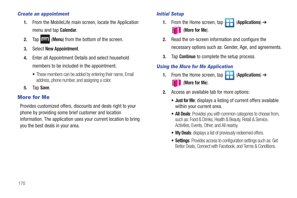 More for me | Samsung SGH-T769NKBTMB User Manual | Page 174 / 310