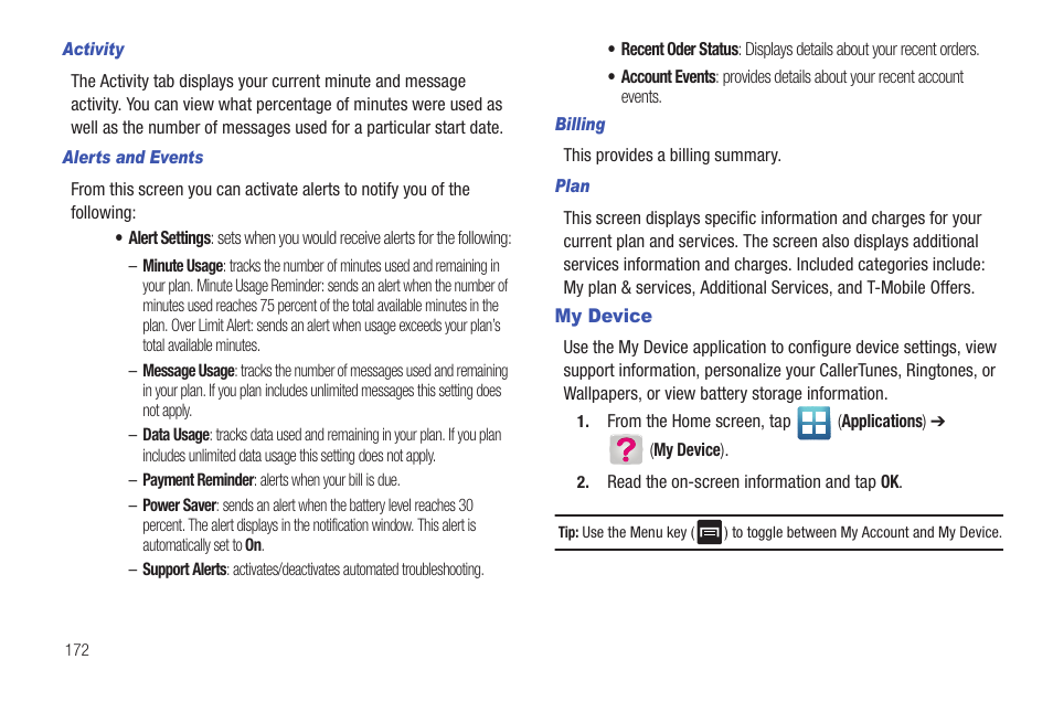 My device | Samsung SGH-T769NKBTMB User Manual | Page 176 / 310