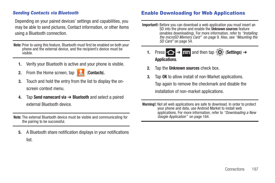 Enable downloading for web applications | Samsung SGH-T769NKBTMB User Manual | Page 201 / 310