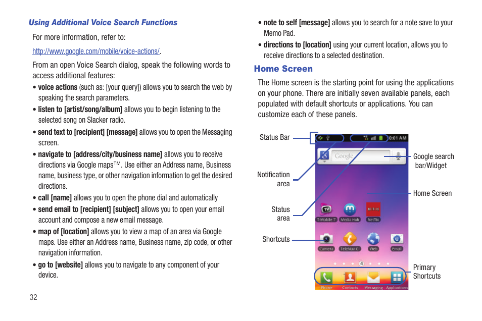 Home screen | Samsung SGH-T769NKBTMB User Manual | Page 36 / 310