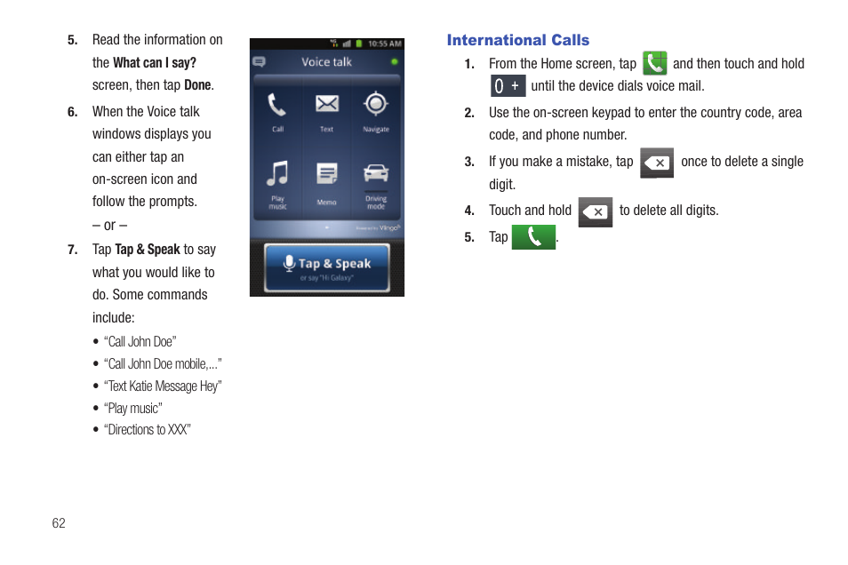 International calls | Samsung SGH-T769NKBTMB User Manual | Page 66 / 310