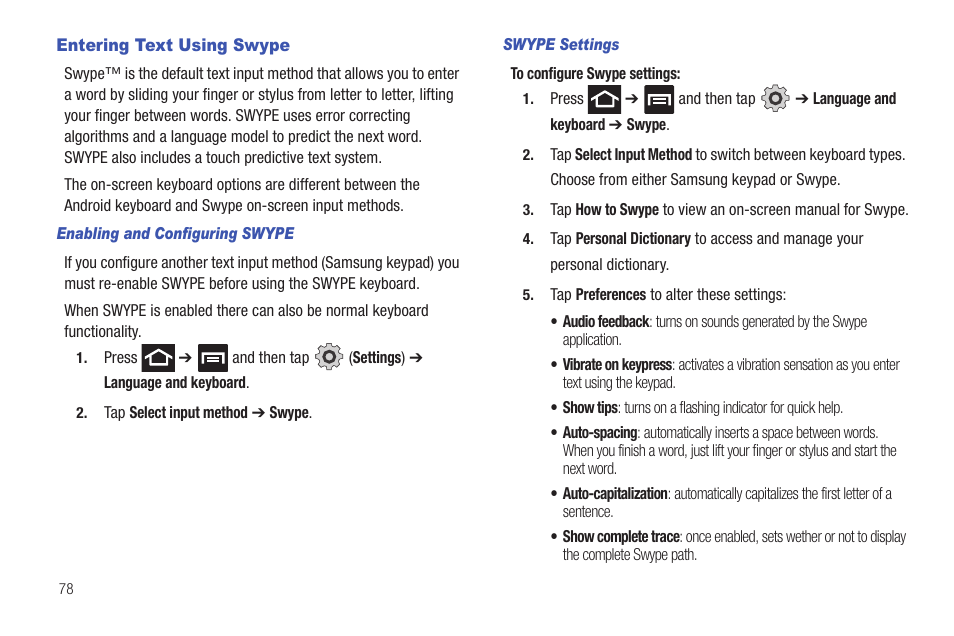 Entering text using swype | Samsung SGH-T769NKBTMB User Manual | Page 82 / 310