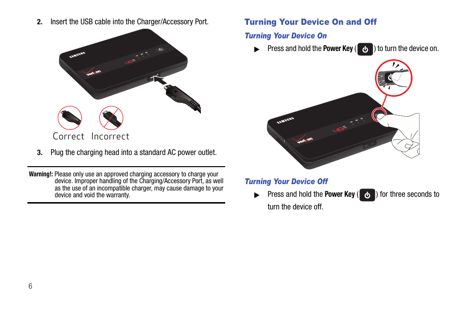 Turning your device on and off | Samsung SEC-LC11ZKAVZW User Manual | Page 10 / 45