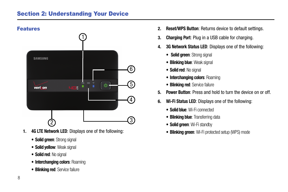 Section 2: understanding your device, Features | Samsung SEC-LC11ZKAVZW User Manual | Page 12 / 45