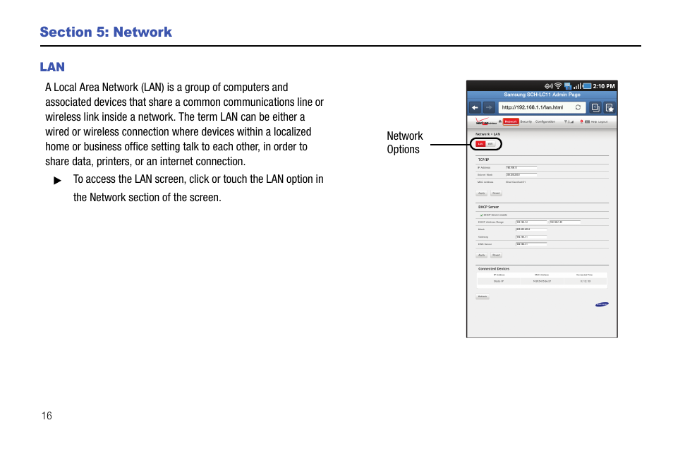 Section 5: network | Samsung SEC-LC11ZKAVZW User Manual | Page 20 / 45