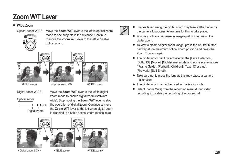 Zoom w/t lever, Wide zoom | Samsung EC-HZ10WBBP-US User Manual | Page 30 / 114