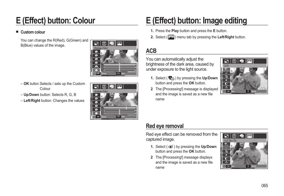 Red eye removal, Custom colour | Samsung EC-HZ10WBBP-US User Manual | Page 66 / 114