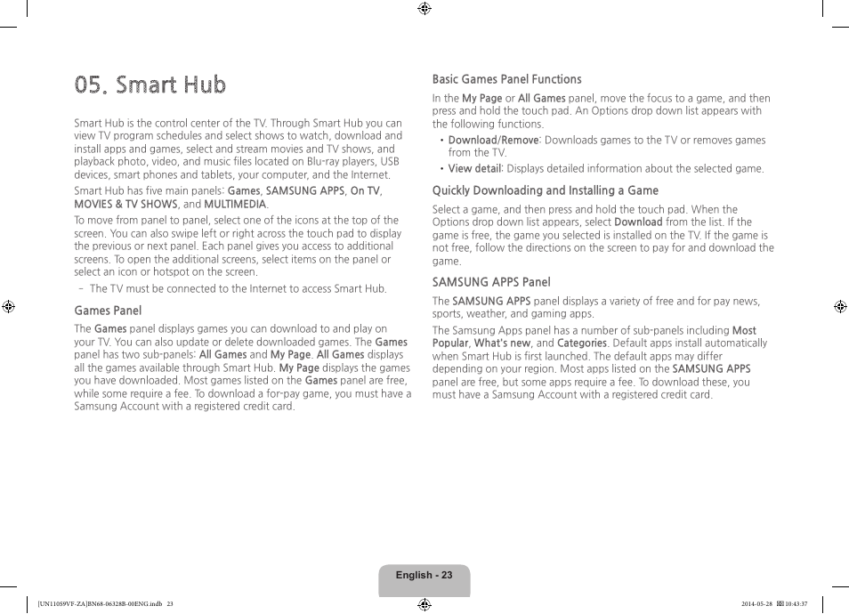 Smart hub | Samsung UN110S9VFXZA User Manual | Page 23 / 41