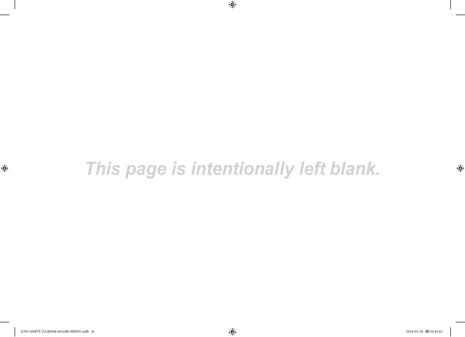 This page is intentionally left blank | Samsung UN110S9VFXZA User Manual | Page 41 / 41
