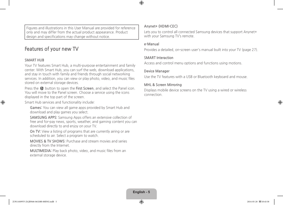 Features of your new tv | Samsung UN110S9VFXZA User Manual | Page 5 / 41