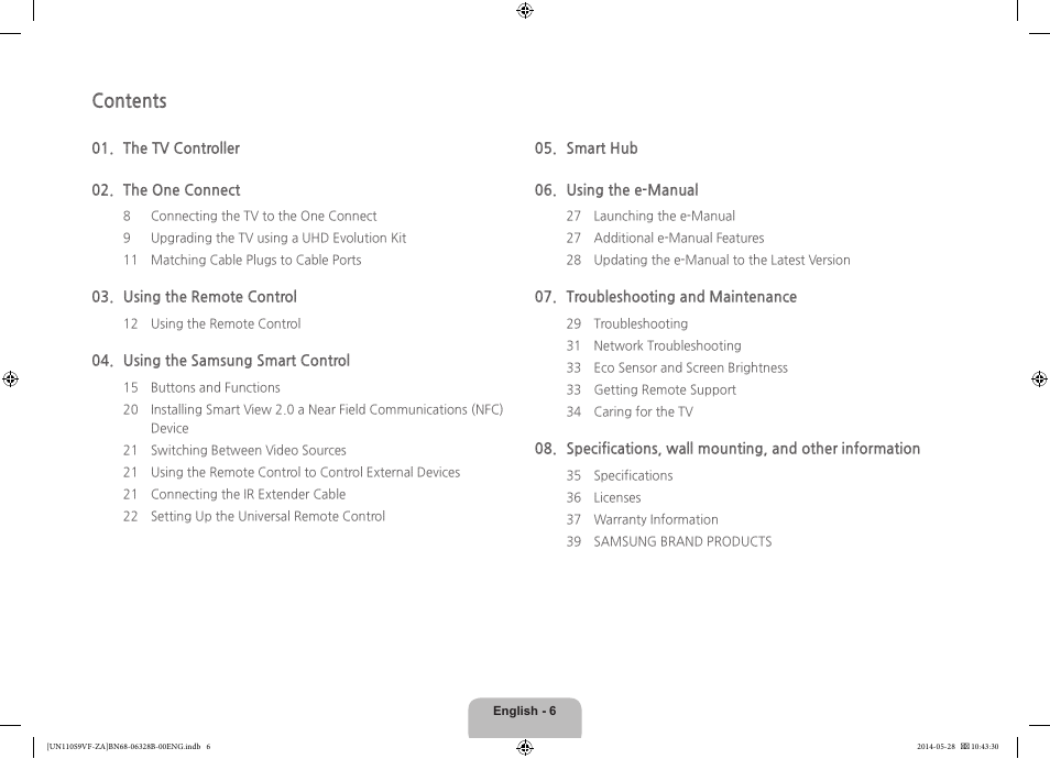 Samsung UN110S9VFXZA User Manual | Page 6 / 41