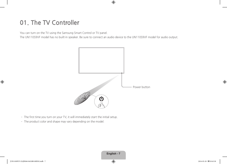 The tv controller | Samsung UN110S9VFXZA User Manual | Page 7 / 41