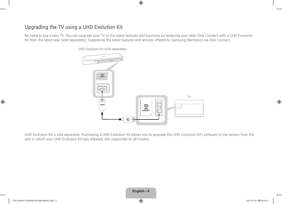 Upgrading the tv using a uhd evolution kit | Samsung UN110S9VFXZA User Manual | Page 9 / 41