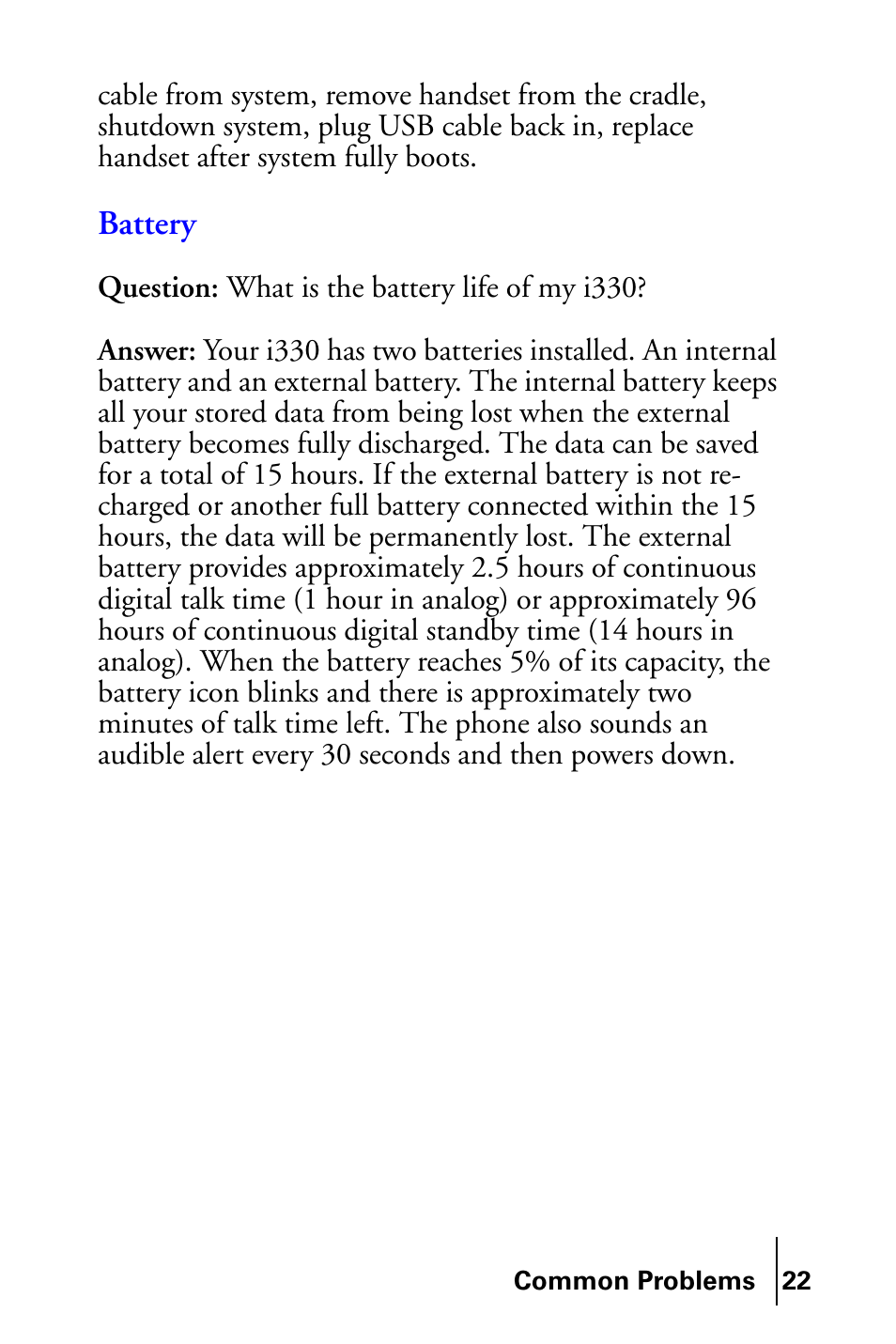 Battery | Samsung SPH-I300SS-XAR User Manual | Page 22 / 22