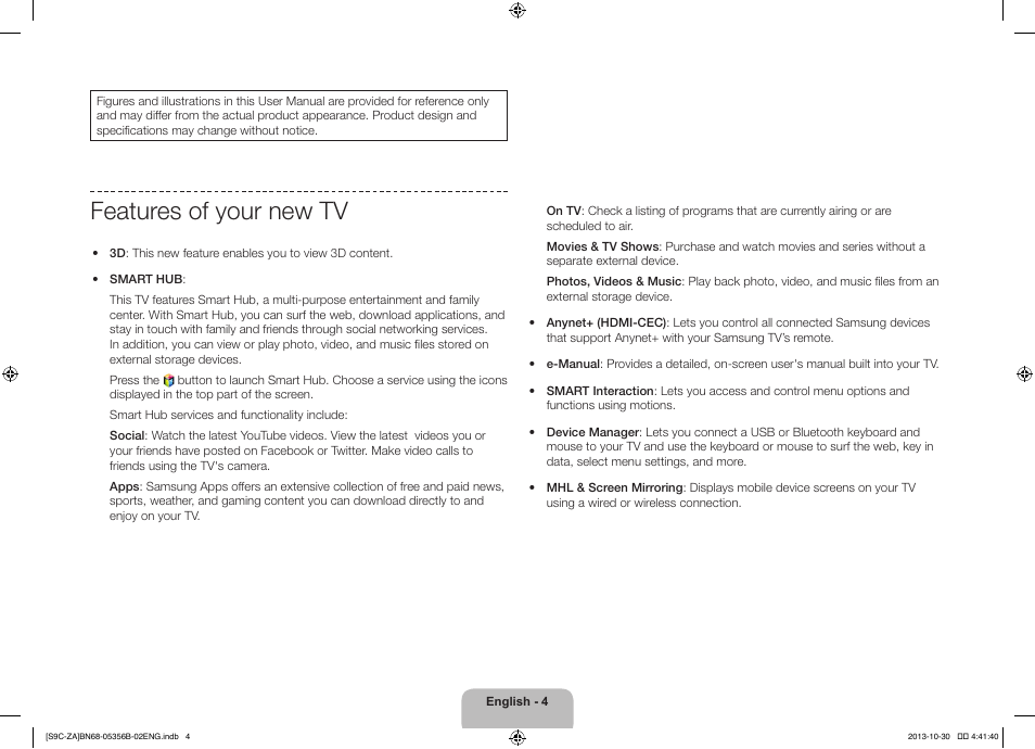 Features of your new tv | Samsung KN55S9CAFXZA User Manual | Page 4 / 38