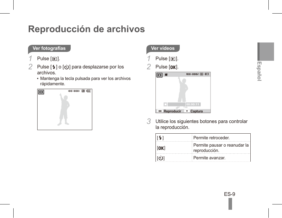 Reproducción de archivos | Samsung EC-SL105ZBDBUS User Manual | Page 19 / 22
