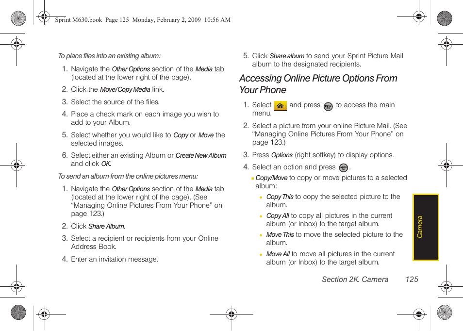 Accessing online picture options from your phone | Samsung SPH-M630ZKASPR User Manual | Page 141 / 223