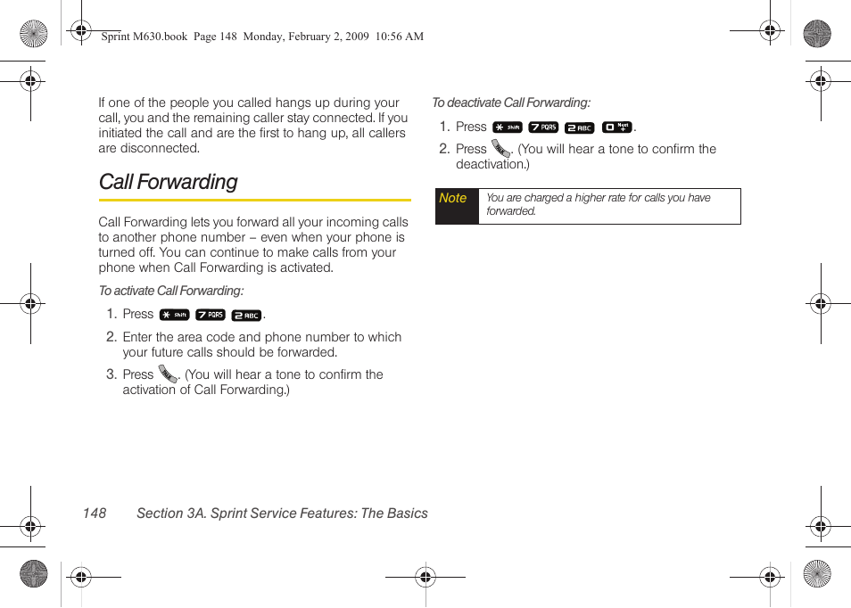 Call forwarding | Samsung SPH-M630ZKASPR User Manual | Page 164 / 223