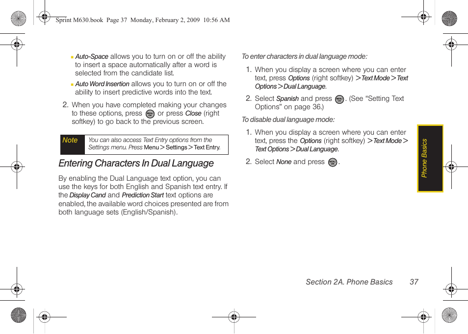 Entering characters in dual language | Samsung SPH-M630ZKASPR User Manual | Page 53 / 223