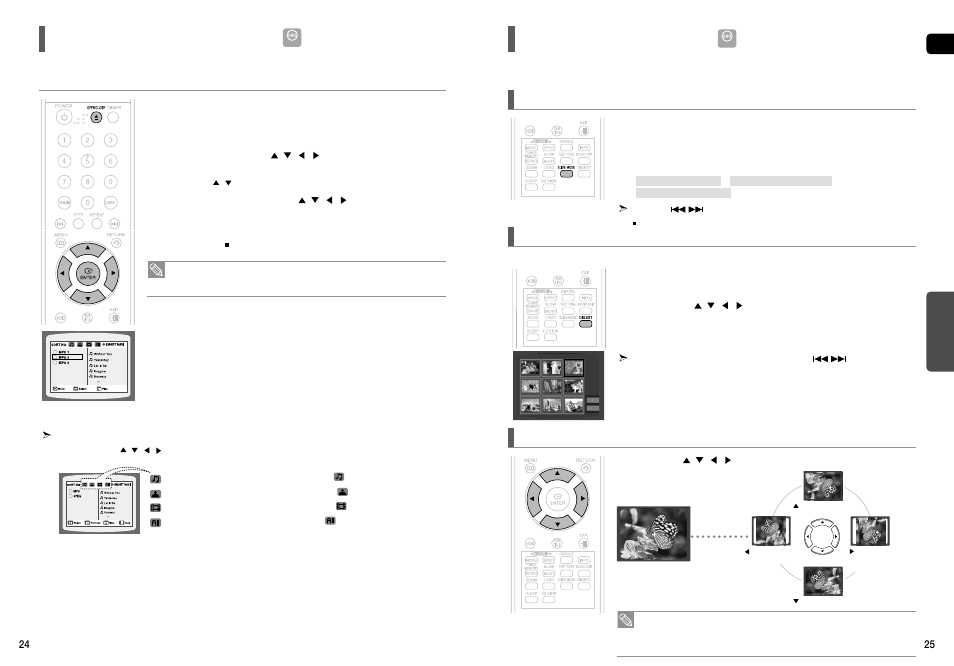 Mp3/wma-cd playback, Jpeg file playback, Slide mode 1 | Digest function, Rotate/flip function | Samsung HT-X50T-XAA User Manual | Page 13 / 33