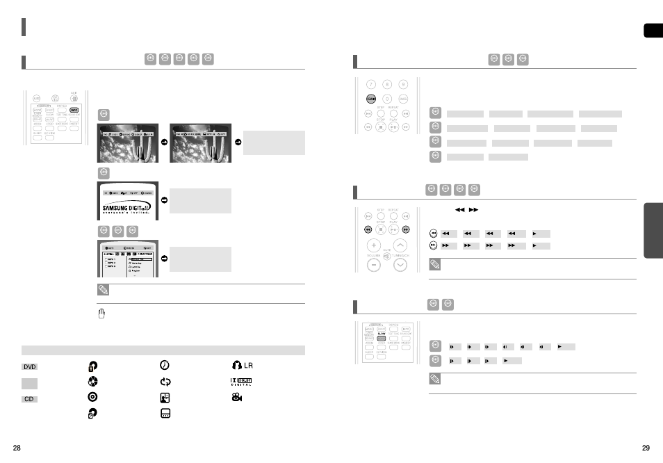 Using the playback function, Checking the remaining time, Fast playback | Slow playback, Displaying disc information, Eng opera tion | Samsung HT-X50T-XAA User Manual | Page 15 / 33