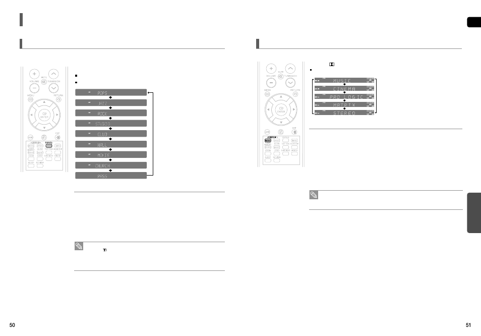 Sound field (dsp)/eq function, Dolby pro logic ii mode, Settings | Con’t) | Samsung HT-X50T-XAA User Manual | Page 26 / 33
