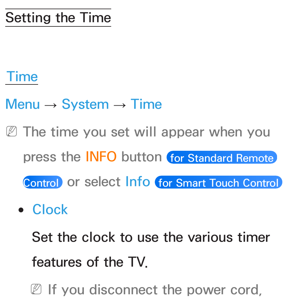 Setting the time | Samsung UN55ES8000GXZE User Manual | Page 172 / 813