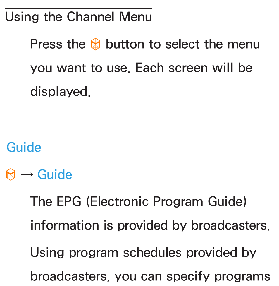 Using the channel menu | Samsung UN55ES8000GXZE User Manual | Page 6 / 813