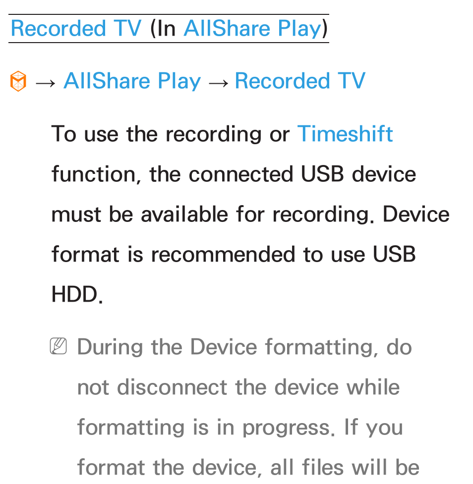 Recorded tv, Allshare play | Samsung UN55ES8000GXZE User Manual | Page 634 / 813