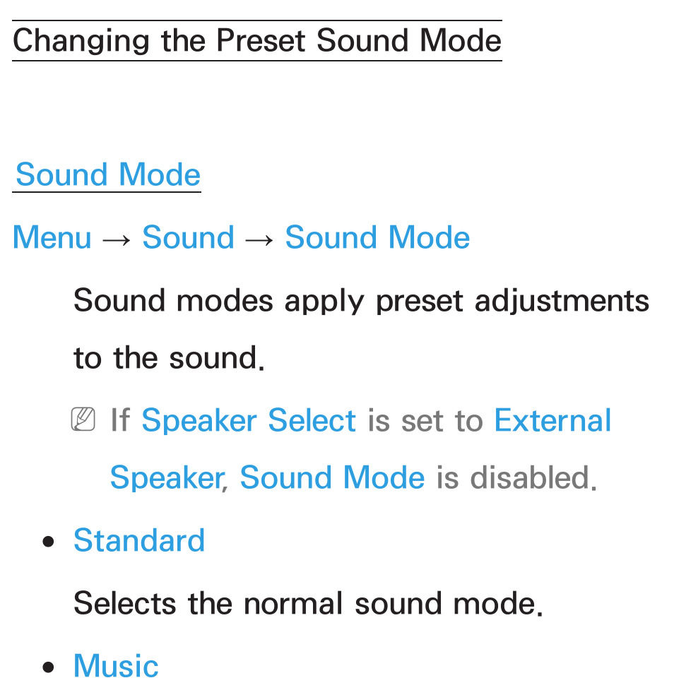 Changing the preset sound mode | Samsung UN55ES8000GXZE User Manual | Page 99 / 813