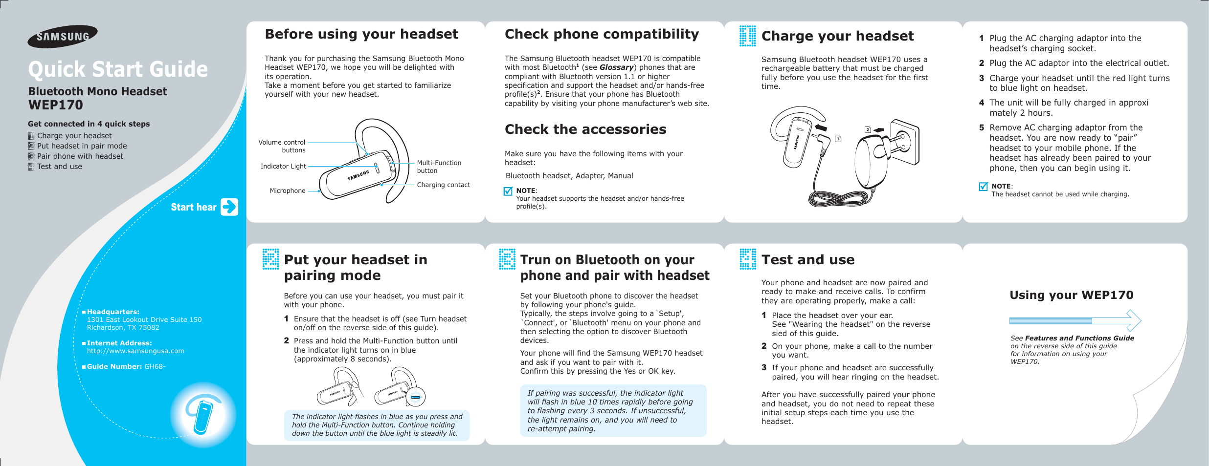 Samsung WEP170JBEG-XAR User Manual | 2 pages