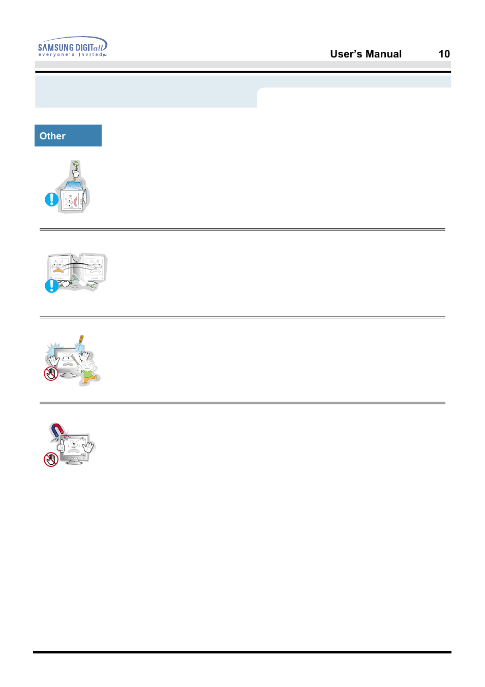 Safety instructions | Samsung PG19NSBU-ADC User Manual | Page 10 / 88