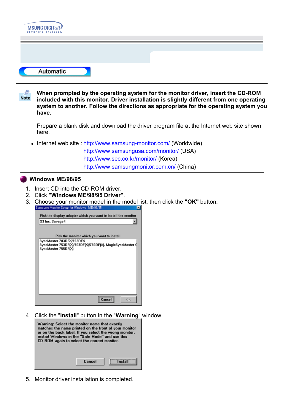 Setup | Samsung PG19NSBU-ADC User Manual | Page 16 / 88